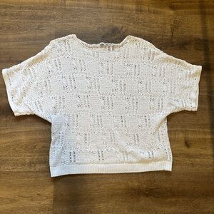Crocheted White Short Sleeve Top Sz.L
